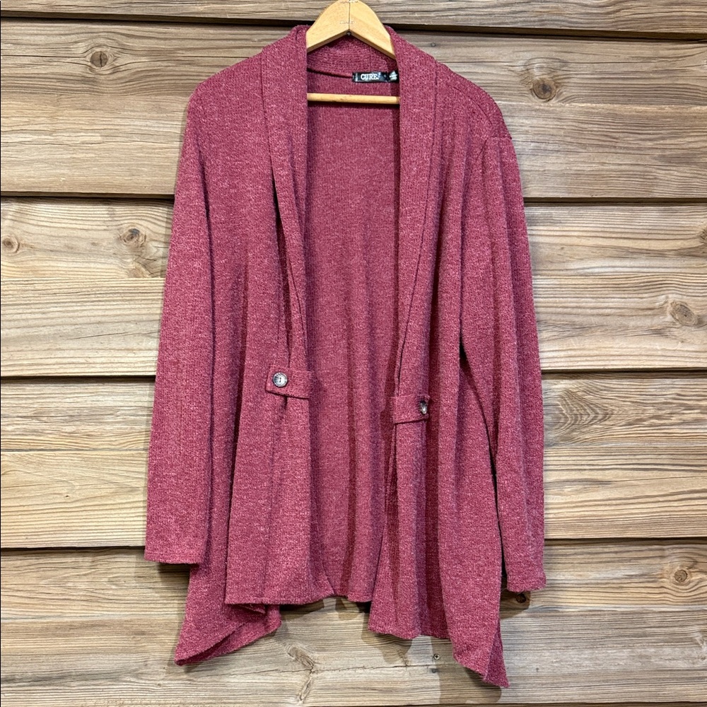Cure. Burgundy Open Front Cardigan